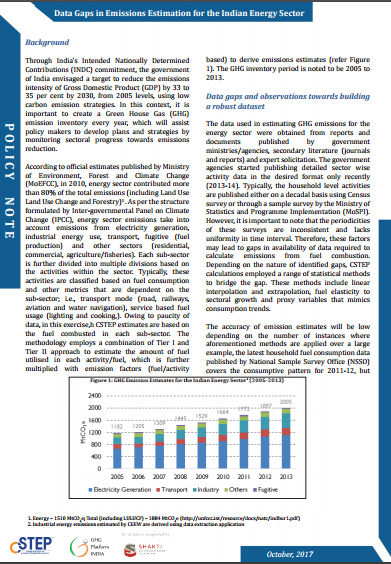 Data Gaps in Emissions Estimation for the Indian Energy Sector