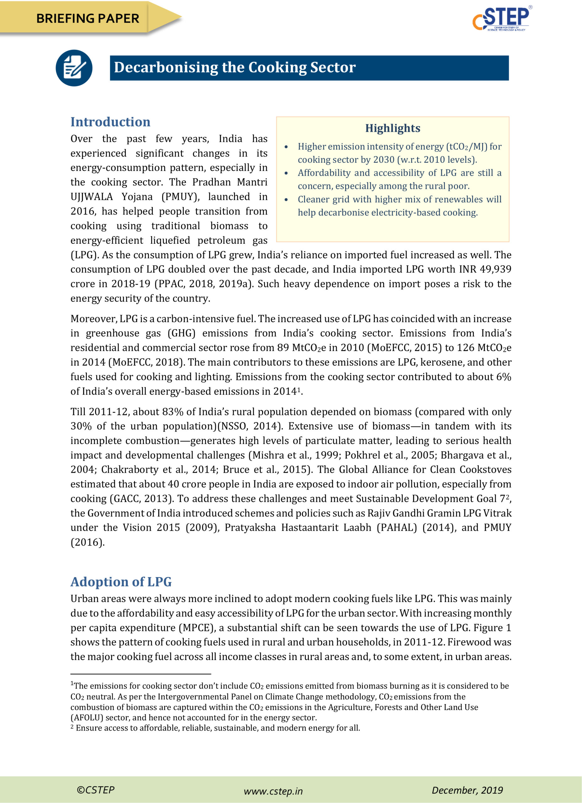 Decarbonising the Cooking Sector