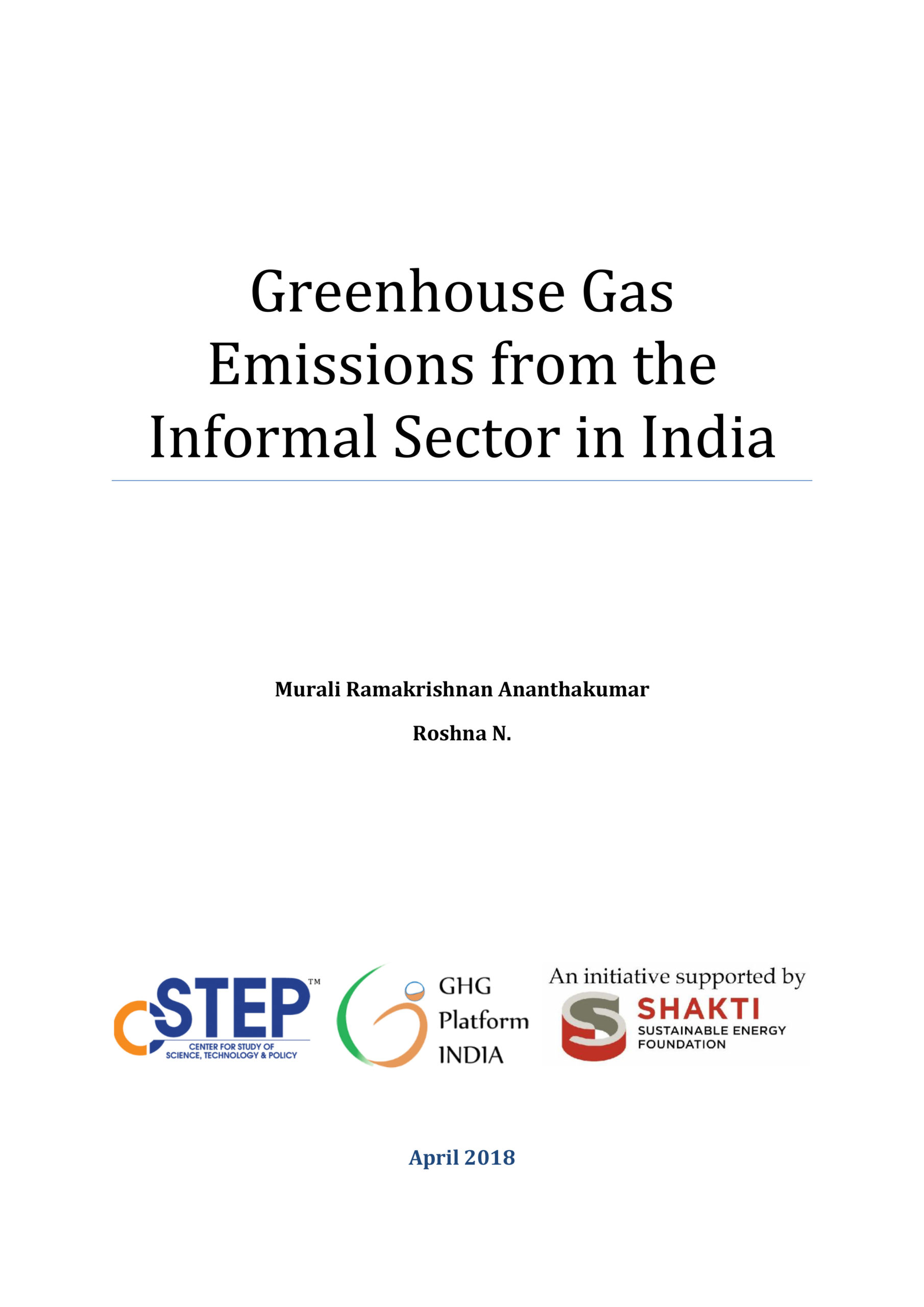 Greenhouse Gas Emissions from the Informal Sector in India
