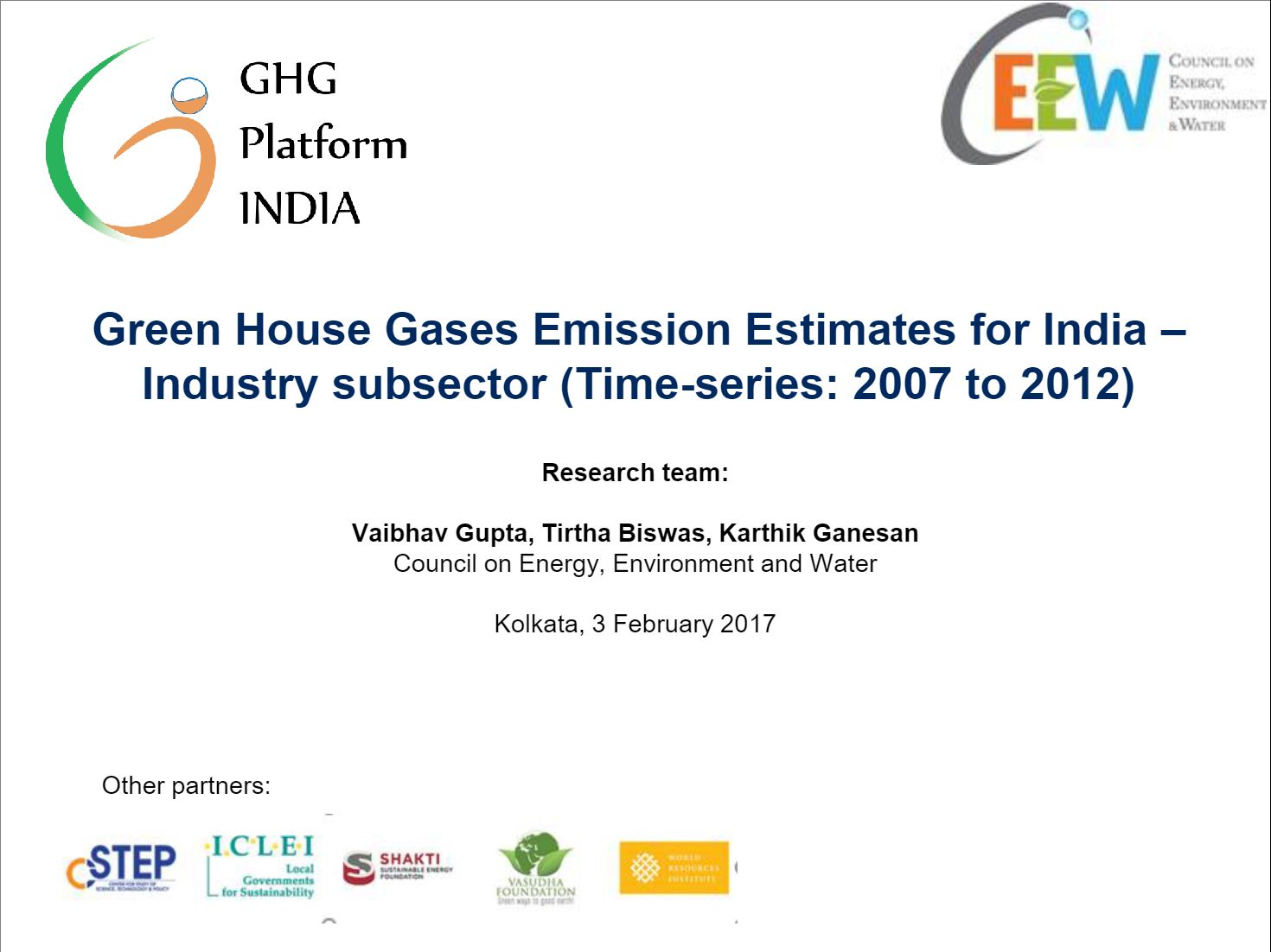 GHGPI-PhaseI-GHG Emission Estimates For India Industry Subsector-Feb17-1